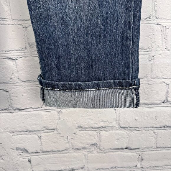 Earl Jean Women's Embellished Cropped Denim Capri Cuff Jeans, Size 8, Dark Wash - Picture 6 of 14